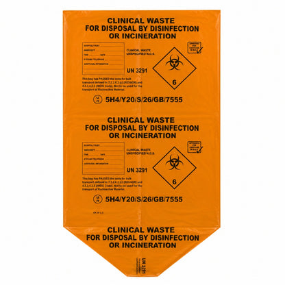 Orange Heavy Duty Clinical Waste Sacks 90L 20kg | UN3291 Alternative Treatment Bags | Rolls of 20