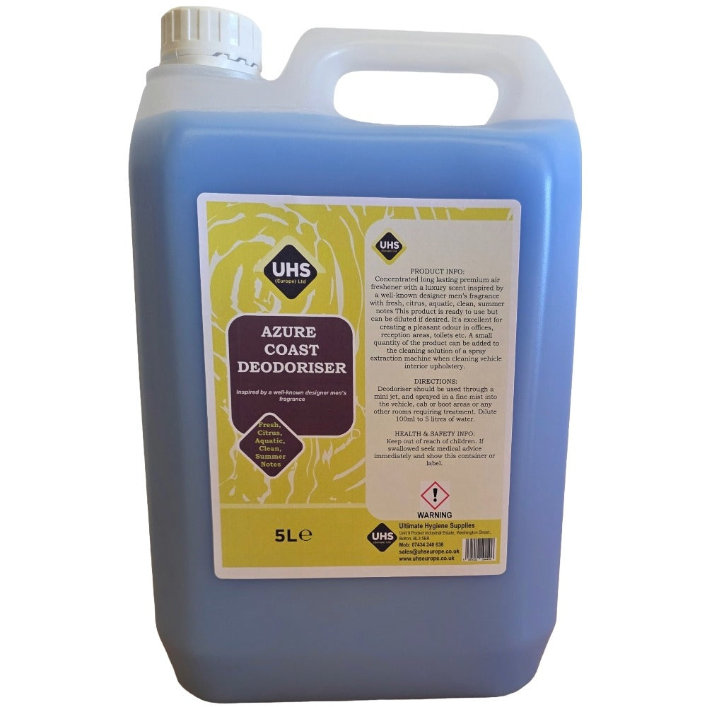 Luxury Air Freshener & Deodoriser 5L – Concentrated Car, Home & Commercial Odour Eliminator | Designer Fragrance Inspired (Sovereign, Mystic Amber, Azure Coast, Midnight Ember) - UHS EUROPE