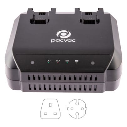 Pacvac Dual Port Battery Charger for BP001 6.0Ah Batteries