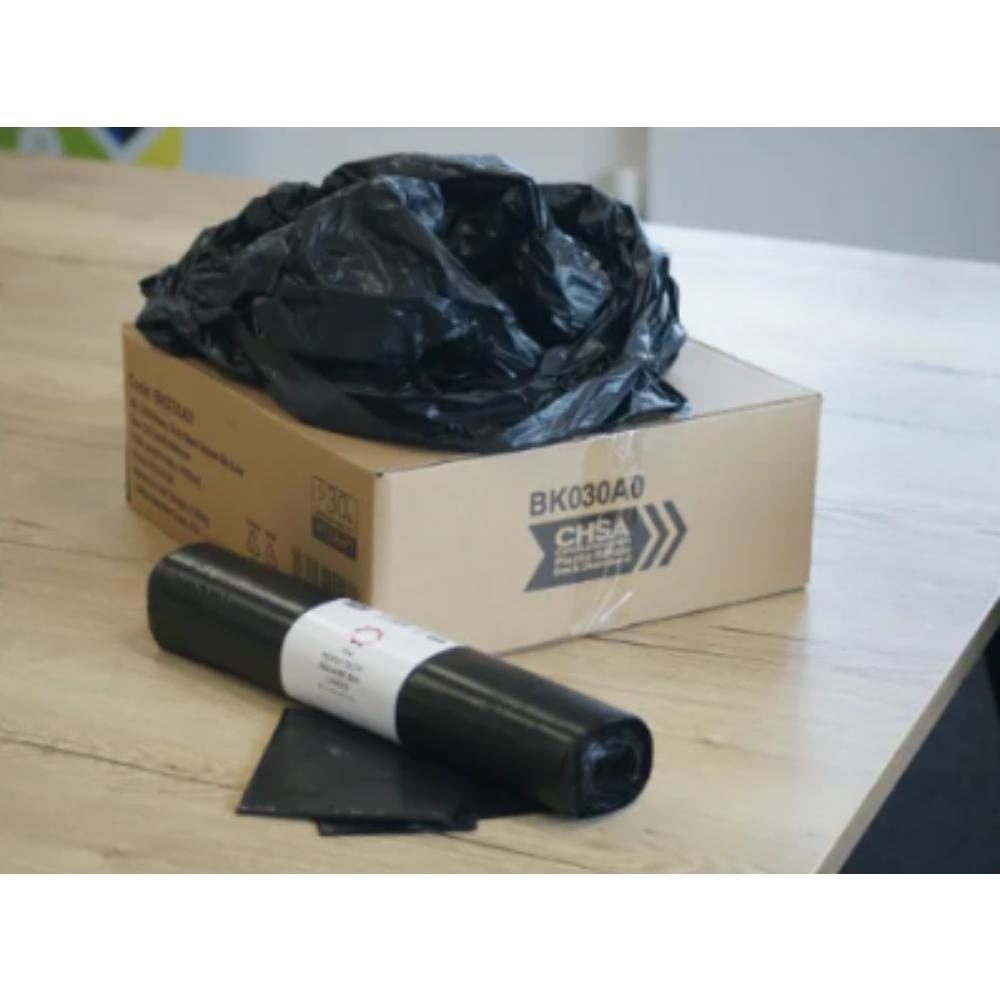30L Black Heavy Duty Square Bin Liners CHSA Approved - 1000 Pack