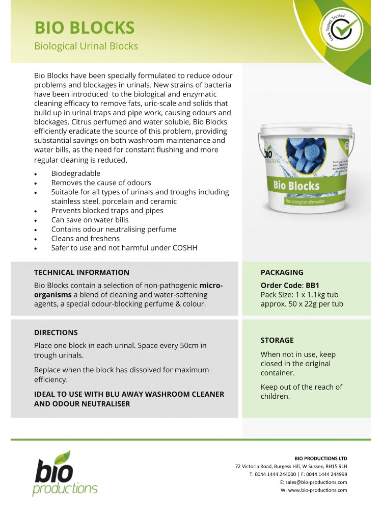 Bio Productions BIO BLOCK  - Biological Urinal Block 1.1 Kgs