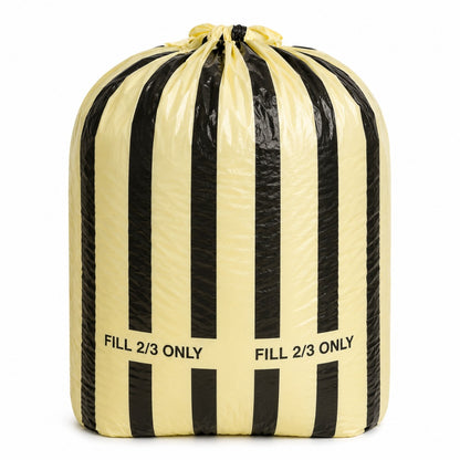 Tiger Stripe Heavy Duty Clinical Waste Sacks 80 Ltr 15 Kgs | Yellow & Black Offensive Waste Bags (Rolls of 25)