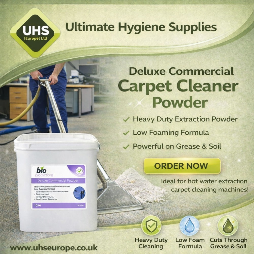 Bio Productions Deluxe Commercial Carpet Cleaner Powder 10kg – Heavy Duty Extraction Cleaner (Low Foam, Grease Cutting, pH 11) for Professional Carpet Cleaning Machines