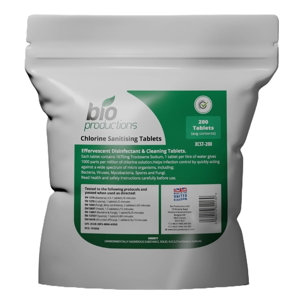 Custom Bio Tablets Bio Productions CHLORINE SANITISING TABLETS POUCHES OF 200 – UHS ...