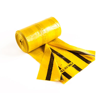 Tiger Stripe Light Duty Clinical Waste Sacks 30 Ltr 5 Kgs | Yellow & Black Offensive Waste Bags (Rolls of 50)