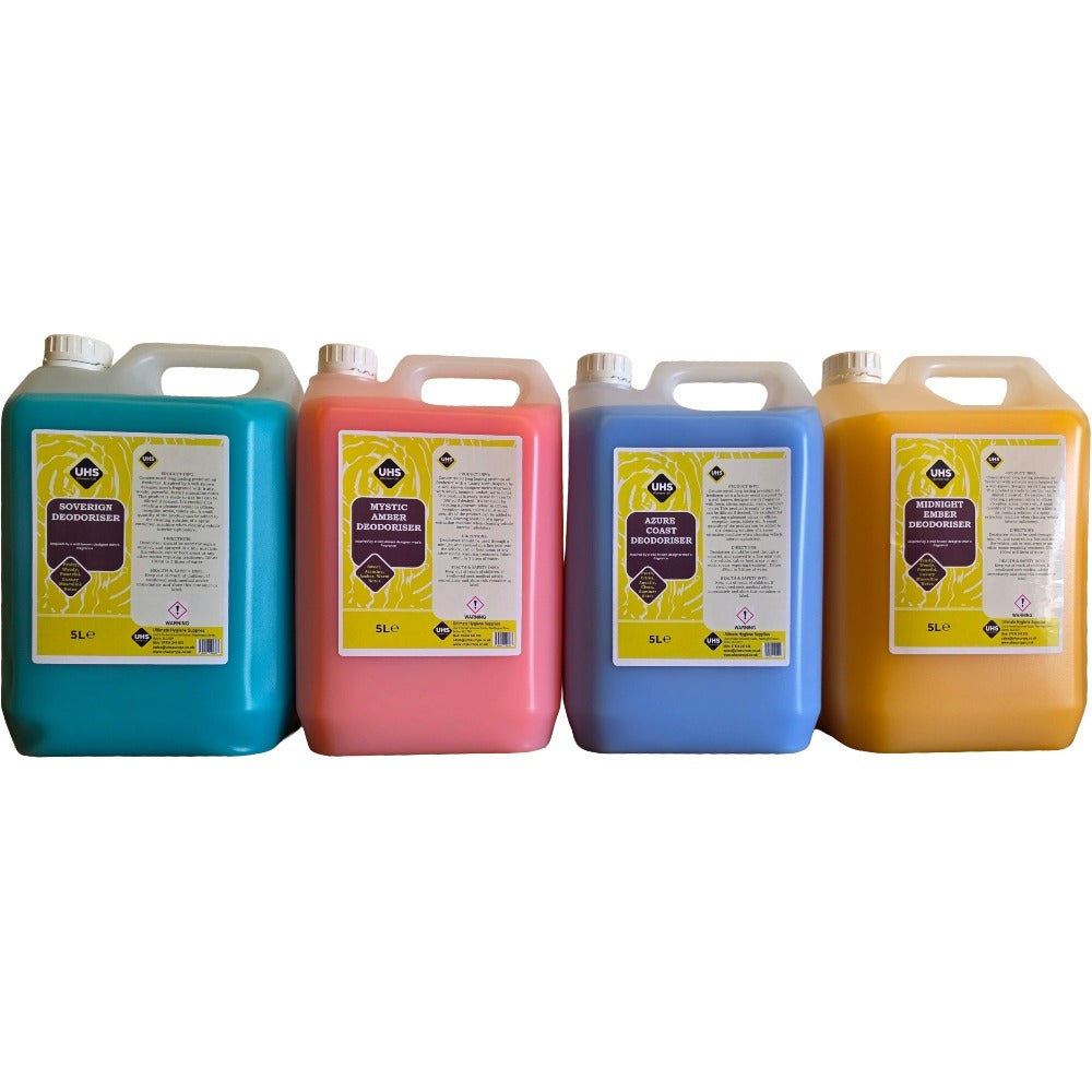 Luxury Air Freshener & Deodoriser 5L – Concentrated Car, Home & Commercial Odour Eliminator | Designer Fragrance Inspired (Sovereign, Mystic Amber, Azure Coast, Midnight Ember) - UHS EUROPE