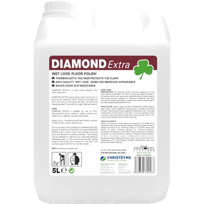 Clover Chemicals Diamond Extra Wet Look Floor Polish 5L | Professional High-Gloss Floor Sealer & Polish for Vinyl, Lino & Hard Floors (109)