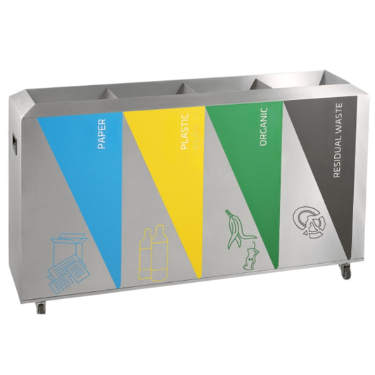 Ecoline Commercial Recycling Stainless Steel 100L Chute Moveable Waste Bin