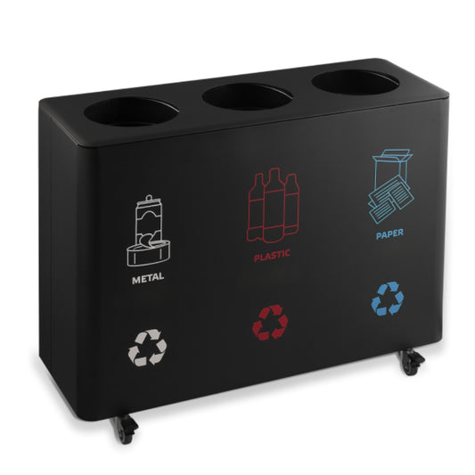 Ecoline Recycling Matte Black 75L Moveable Waste Bin