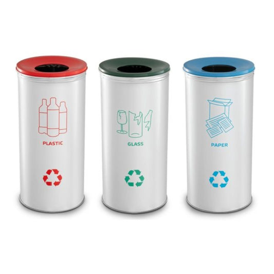 Ecoline Recycling Waste Bins 135L Set (3)