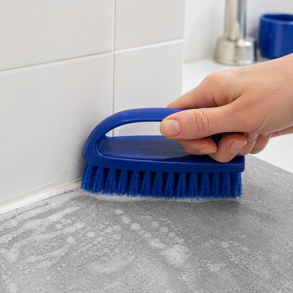 Washable Hand Brush with Stiff Bristles – Corner Cleaning Scrub Brush, Colour Coded, 15cm