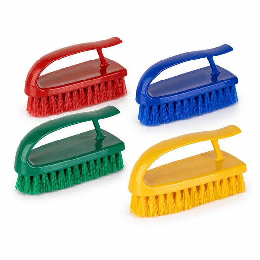 Washable Hand Brush with Stiff Bristles – Corner Cleaning Scrub Brush, Colour Coded, 15cm
