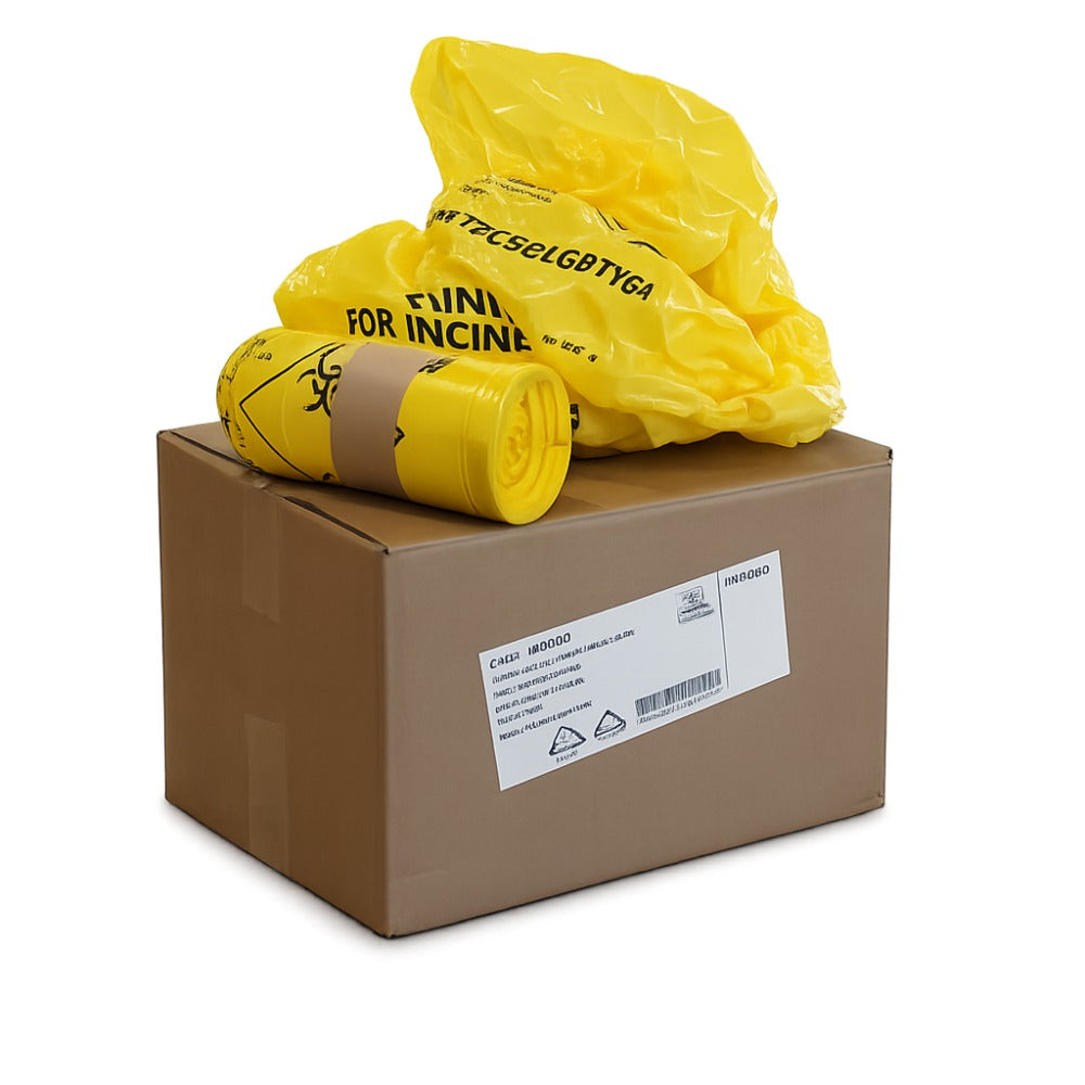 Yellow Heavy Duty Clinical Waste Sacks 90 Ltr 20 Kgs - UN3291 Incineration Bags | Rolls of 20