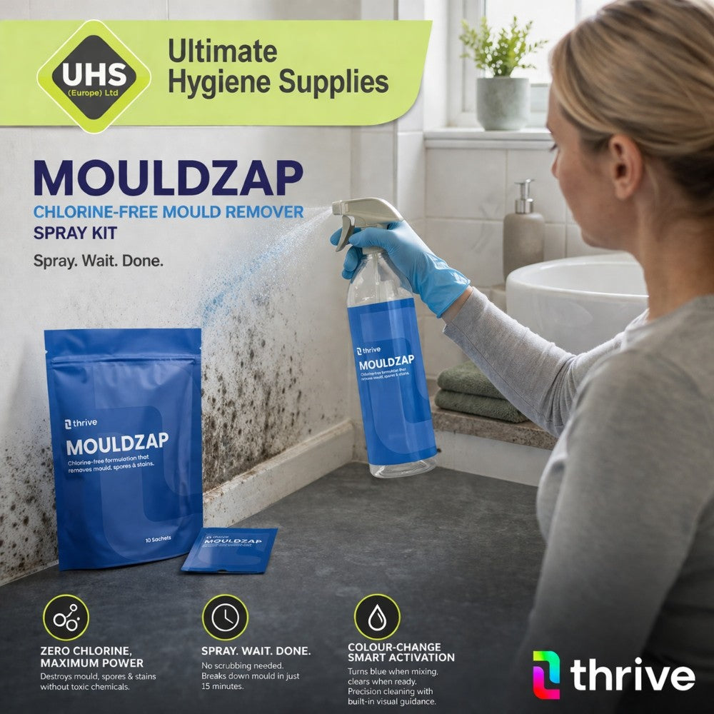 Thrive MOULDZAP Chlorine-Free Mould Remover Spray Kit – Eco-Friendly, Non-Toxic, No Scrub Mould & Mildew Cleaner for Bathrooms, Walls, Fabrics & Damp Areas