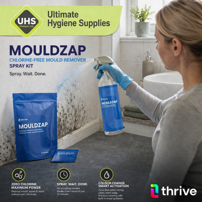 Thrive MOULDZAP Chlorine-Free Mould Remover Spray Kit – Eco-Friendly, Non-Toxic, No Scrub Mould & Mildew Cleaner for Bathrooms, Walls, Fabrics & Damp Areas