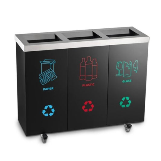 Ecoline Recycling 150L Matte Black Moveable Waste Bin