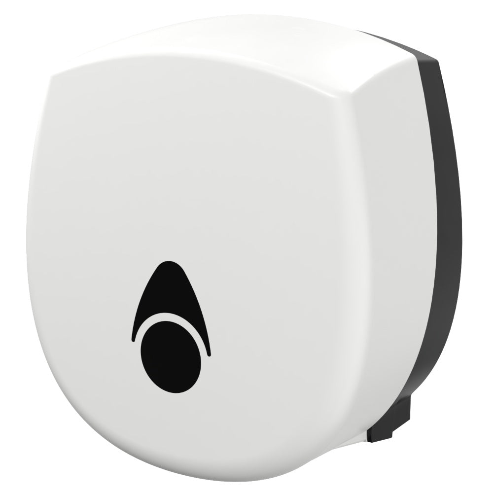Myriad Gloss White Recycled Mini Jumbo Toilet Roll Dispenser | 8” Commercial Washroom Dispenser