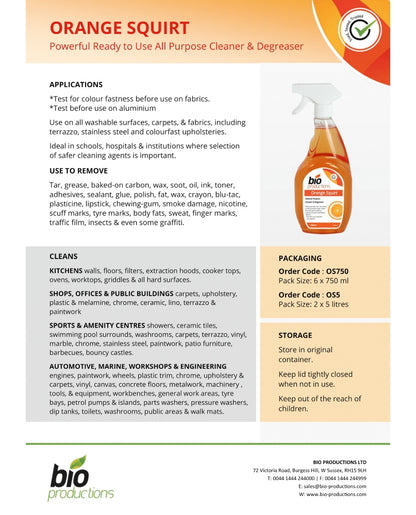 Bio Productions CITRA CLEAN ORANGE SQUIRT - RTU Cleaner Degreaser