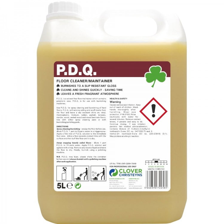 Clover Chemicals P.D.Q. Floor Cleaner / Polish Maintainer (110)