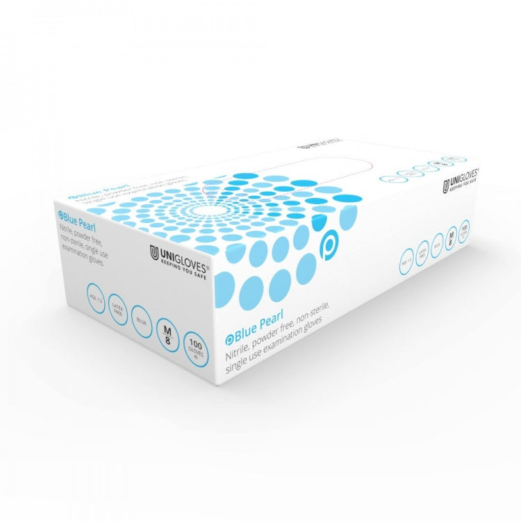 Unigloves  Blue Pearl  Blue Nitrile Gloves (100  Per Box)