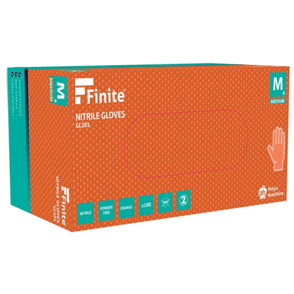 Polyco Finite Orange Grip Nitrile Powder-Free Disposable Gloves (100 per Box)