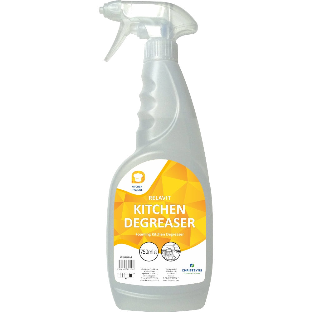 Christeyns Clover Relavit Foaming Kitchen Degreaser Spray – Ready-to-Use Grease, Oil & Dirt Remover (219)