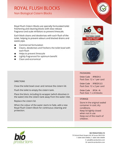 Bio Productions ROYAL FLUSH CISTERN BLOCKS - 24 Blocks Per Tub