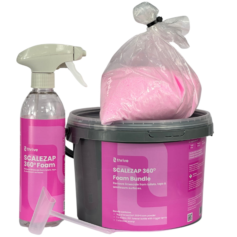 Thrive SCALEZAP 360 Foam Limescale Remover | Heavy Duty Washroom Cleaner for Toilets, Taps, Showers & Pipes