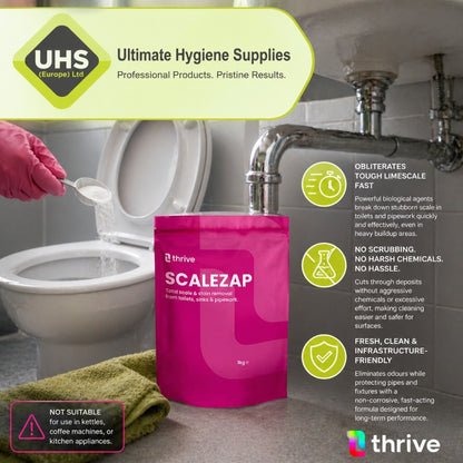 Thrive SCALEZAP Limescale Remover | Heavy-Duty Biological Descaler for Toilets, Pipework, Sinks & Baths | Fast-Acting, Non-Corrosive