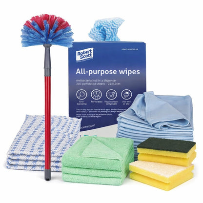 Cleaning Accessories Bundle – Microfibre Cloths, Cobweb Duster, Dish Cloths & Sponge Scourers (20% Off Value Pack)