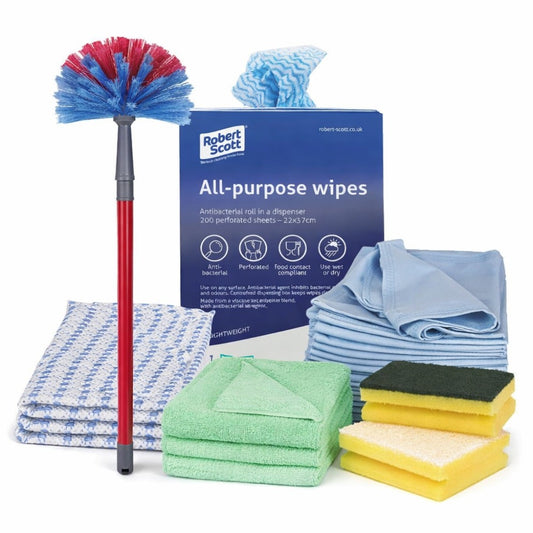 Spring Cleaning Accessories Bundle – Microfibre Cloths, Cobweb Duster, Dish Cloths & Sponge Scourers (20% Off Value Pack)