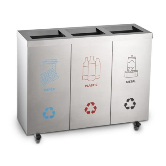 Ecoline Recycling Stainless Steel 150L Moveable Waste Bin