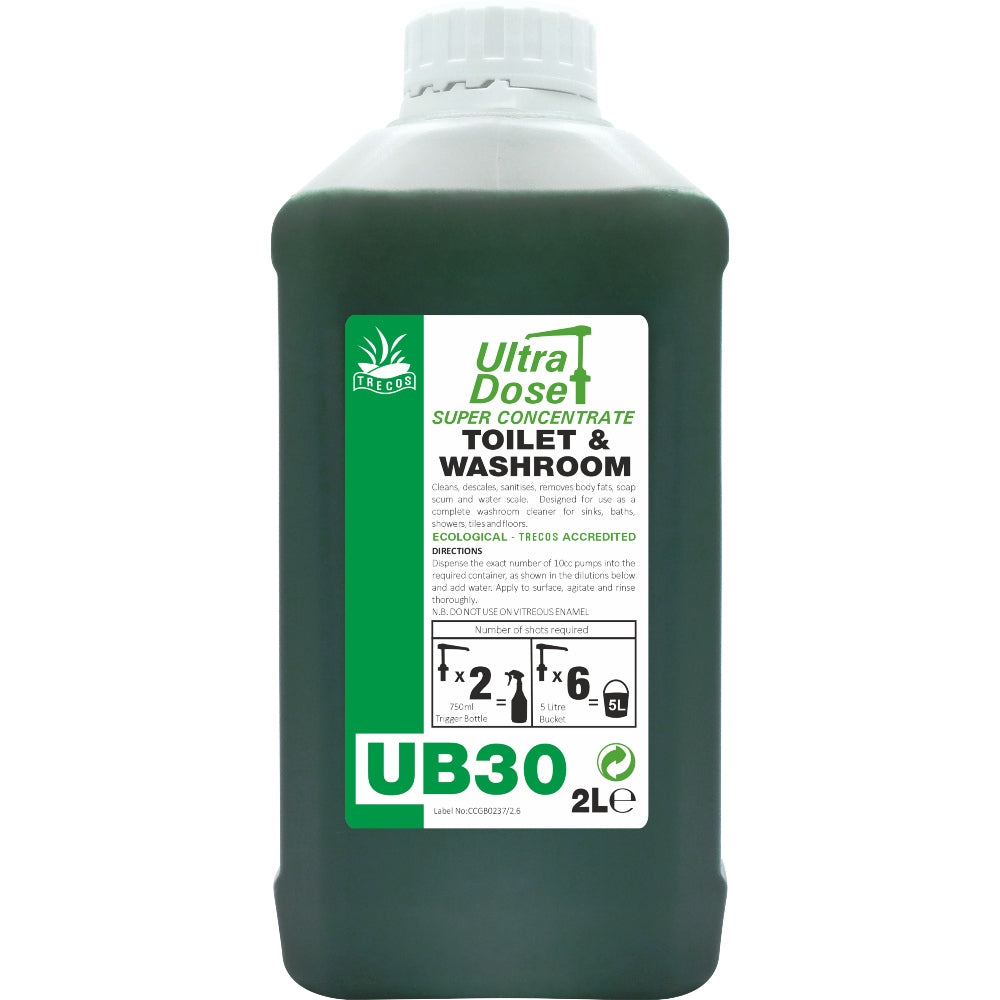 Clover Chemicals UB30 Toilet & Washroom Cleaner Concentrate 2L – Apple Fragranced Descaler, Cleaner & Sanitiser