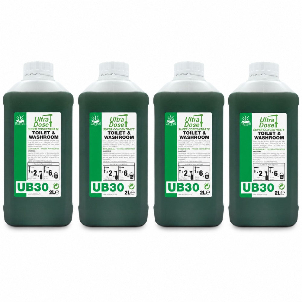 Clover Chemicals UB30 Toilet & Washroom Cleaner Concentrate 2L – Apple Fragranced Descaler, Cleaner & Sanitiser