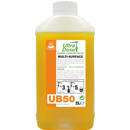 Clover Chemicals UB50 Multi-Surface Cleaner Concentrate 2L | Professional Hard Surface Cleaner for Floors, Vinyl, Wood & Stainless Steel