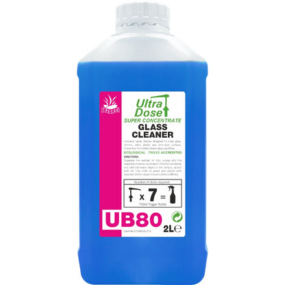 Clover Chemicals UB80 Glass Cleaner Concentrate 2L | Streak-Free Professional Window, Mirror & Plastic Cleaner