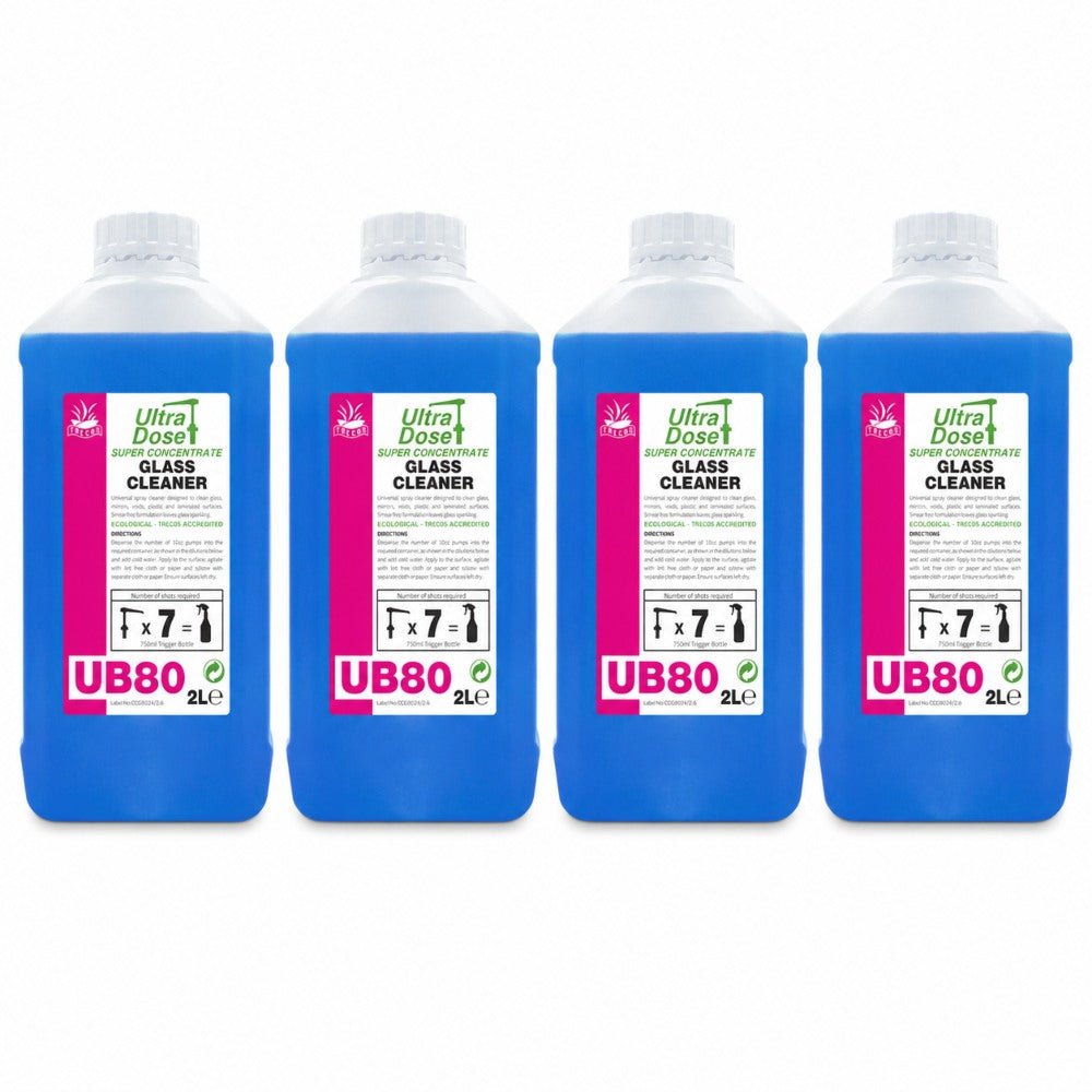 Clover Chemicals UB80 Glass Cleaner Concentrate 2L | Streak-Free Professional Window, Mirror & Plastic Cleaner