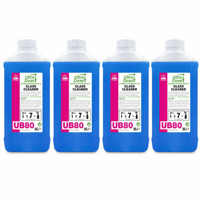 Clover Chemicals UB80 Glass Cleaner Concentrate 2L | Streak-Free Professional Window, Mirror & Plastic Cleaner