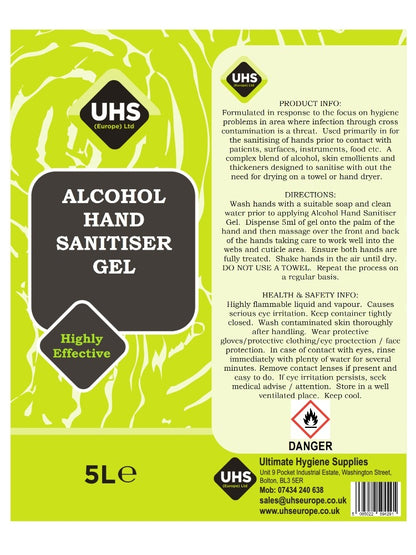 Alcohol Hand Sanitiser Gel - UHS EUROPE