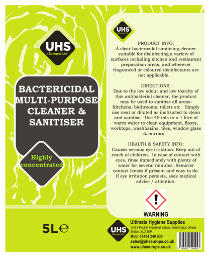 Bactericidal Multi-Purpose Cleaner & Sanitiser - UHS EUROPE
