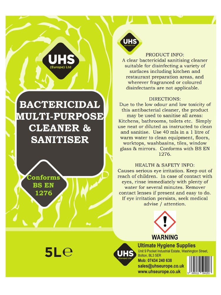 Bactericidal Multi-Purpose Cleaner & Sanitiser - UHS EUROPE