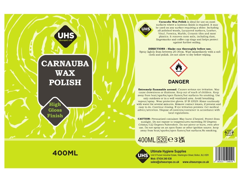 Carnauba Wax Polish 400ml - UHS EUROPE