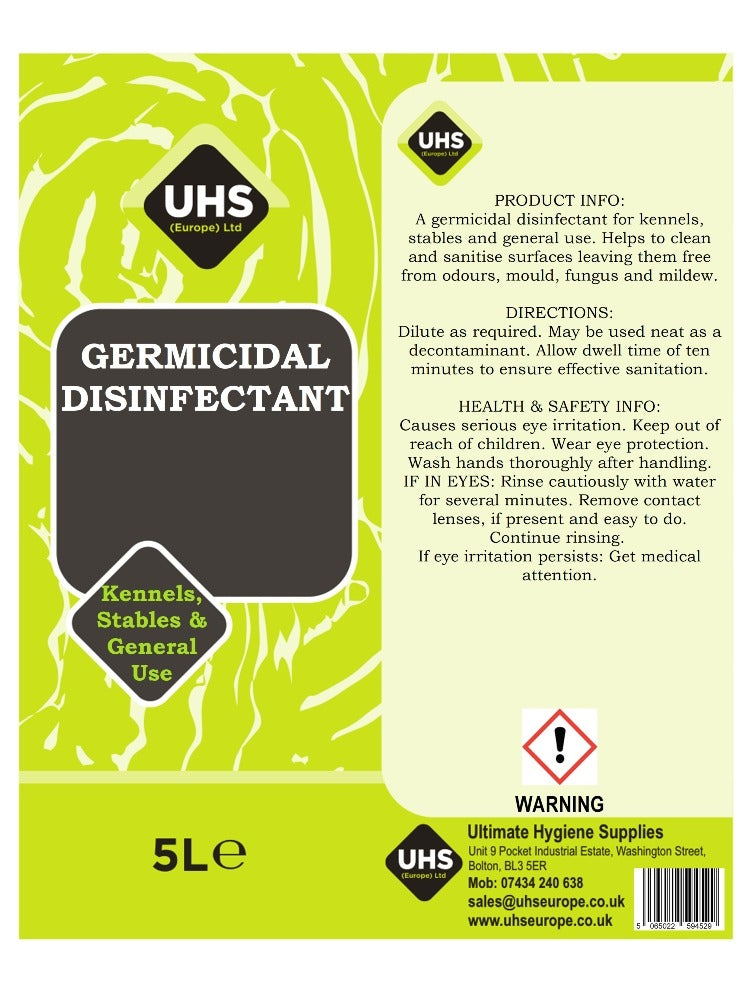 Germicidal Disinfectant - Kennels, Stables & General Use - UHS EUROPE