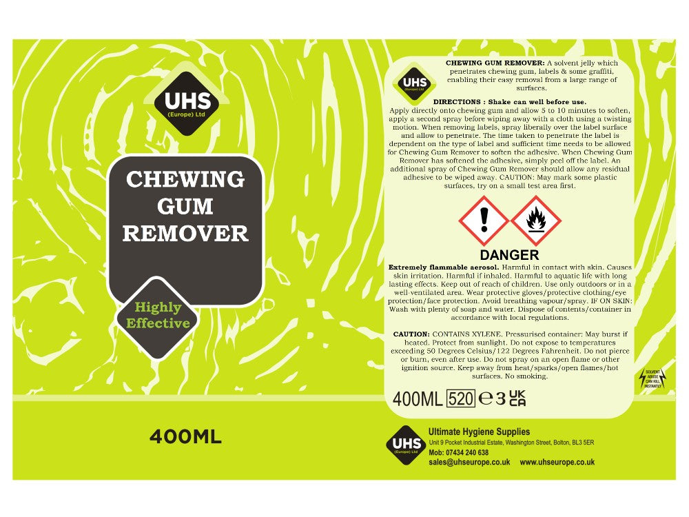 Chewing Gum Remover 400ml - UHS EUROPE