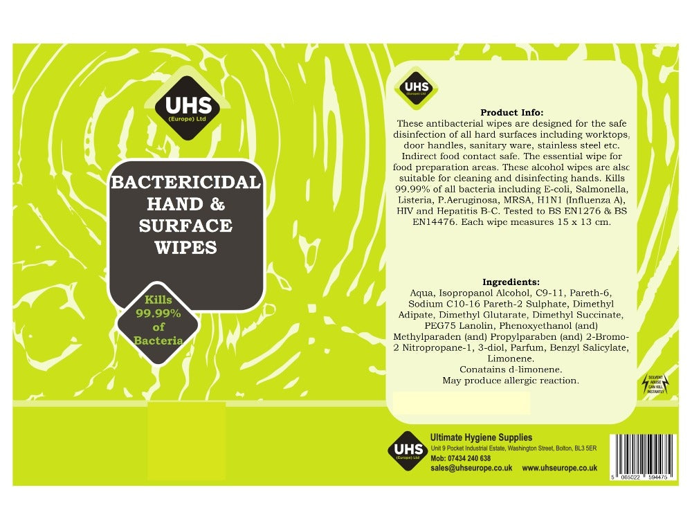 12 x Antibacterial Wipes Hand & Surface Disinfectant Wipes (150) - Alcohol Wipes-Bactericidal Wipes