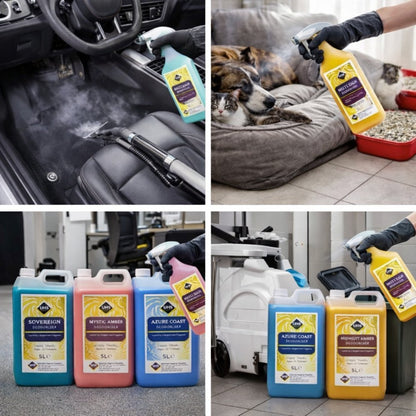 Luxury Air Freshener & Deodoriser 5L – Concentrated Car, Home & Commercial Odour Eliminator | Designer Fragrance Inspired (Sovereign, Mystic Amber, Azure Coast, Midnight Ember) - UHS EUROPE