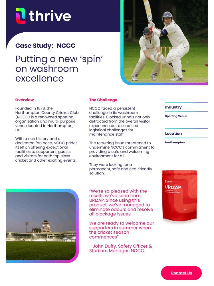 Thrive URIZAP Urinal Treatment | Eliminate Odours, Clear Blockages & Cut Water & Maintenance Costs