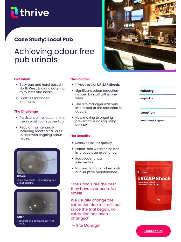 Thrive URIZAP Urinal Treatment | Eliminate Odours, Clear Blockages & Cut Water & Maintenance Costs