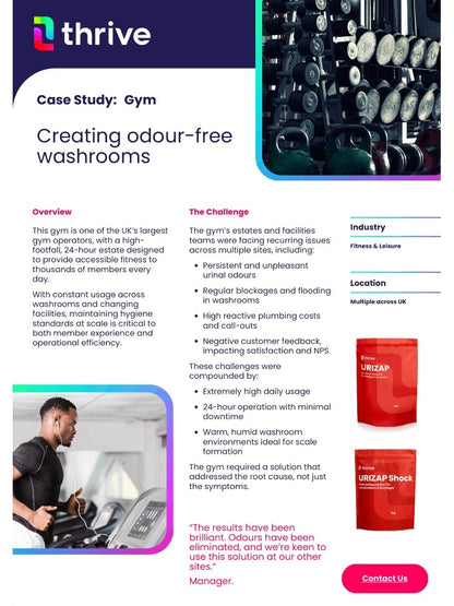 Thrive URIZAP Urinal Treatment | Eliminate Odours, Clear Blockages & Cut Water & Maintenance Costs