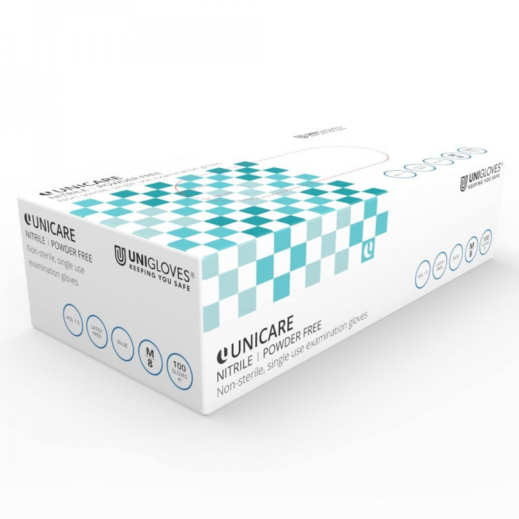 Unicare  Blue Nitrile Gloves (100  Per Box)